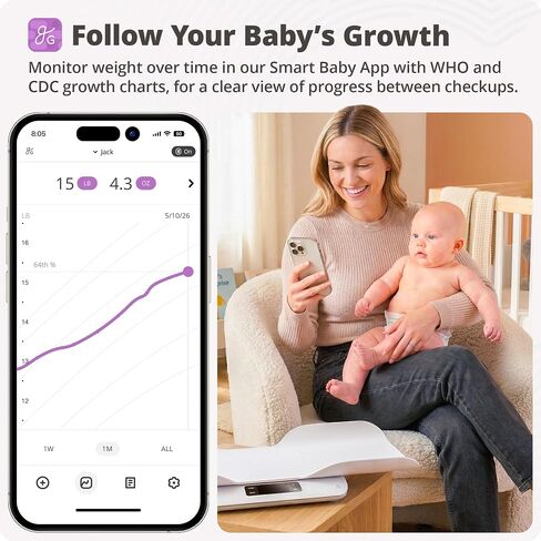 Greater Goods Medical-Grade Baby Scale, FDA Class I Device, 0.1oz Precision | Digital Newborn Scale with Removable Tray, Two-in-One Design, Skin Contact Tested, Baby App with Growth Charts, 66lb Capacity in Kuwait