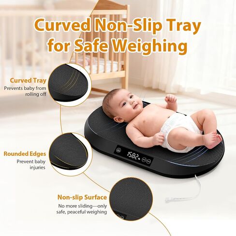 Baby Scale, 88lb Max / 0.1oz Accuracy Baby Scales for Weighing with Auto Hold & Tare, Built-in 60" Tape, 5 Weight Units, Multifunctional Weight Scale for Infant, Cat, Puppy, Small Pet in Kuwait