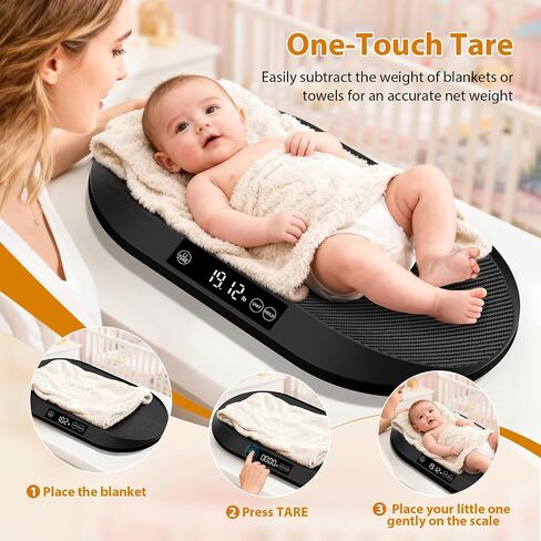Baby Scale, 88lb Max / 0.1oz Accuracy Baby Scales for Weighing with Auto Hold & Tare, Built-in 60" Tape, 5 Weight Units, Multifunctional Weight Scale for Infant, Cat, Puppy, Small Pet in Kuwait