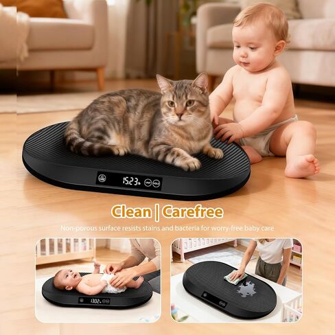 Baby Scale, 88lb Max / 0.1oz Accuracy Baby Scales for Weighing with Auto Hold & Tare, Built-in 60" Tape, 5 Weight Units, Multifunctional Weight Scale for Infant, Cat, Puppy, Small Pet in Kuwait