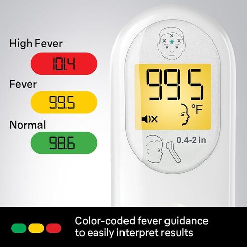 Braun No Touch 3-in-1 Thermometer for Adults, Kids, Babies, Measure Forehead, Liquid, Food Temps, Adult & Baby Thermometer, Professional Accuracy, Color Coded Fever Guidance in Kuwait