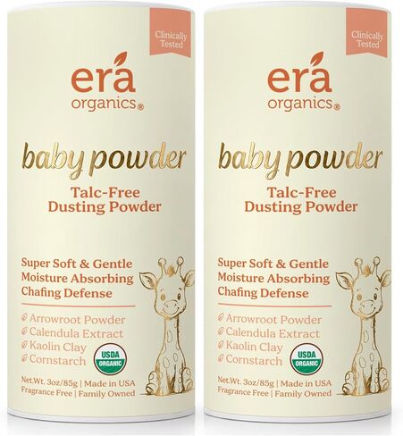 Talc-Free Organic Baby Powder - Non-Toxic Dusting Powder for Baby & Body | Triple Action Moisture & Chafing Defense for Babies & Toddlers With Natural Arrowroot & Cornstarch - Fragrance-Free, 3oz in Kuwait
