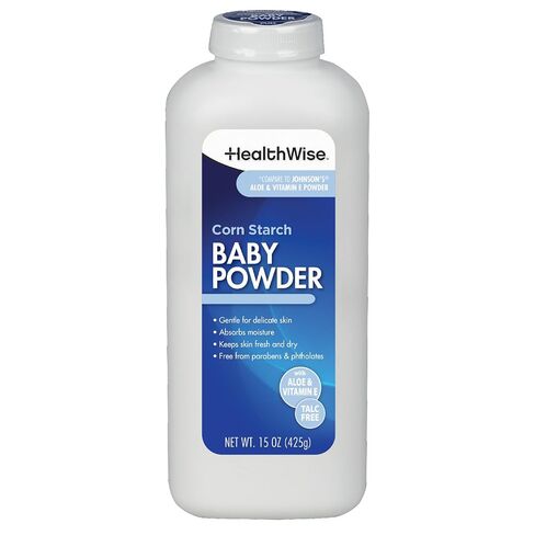 HealthWise Corn Starch Baby Powder | Aloe + Vitamin E | Talc Free | Paraben & Phthalate Free | Absorbs Moisture | 15 oz (425g) in Kuwait