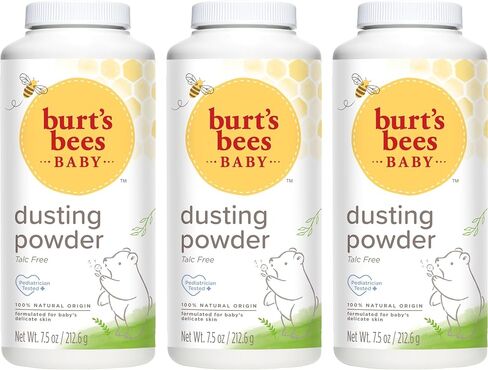 Burt's Bees Baby Dusting Powder, 100% Natural Origin, Talc-Free, Pediatrician Tested, 7.5 Ounces, Pack of 3, Pack May Vary in Kuwait