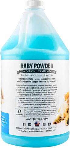 Jeffers Baby Powder Scent Conditioning Shampoo for Dogs, Cats, Puppies & Kittens – Gentle, Soap Free Formula with Natural Oils – Odor Eliminating, Safe Coat Care, Hypoallergenic Pet Shampoo, 1 Gal in Kuwait
