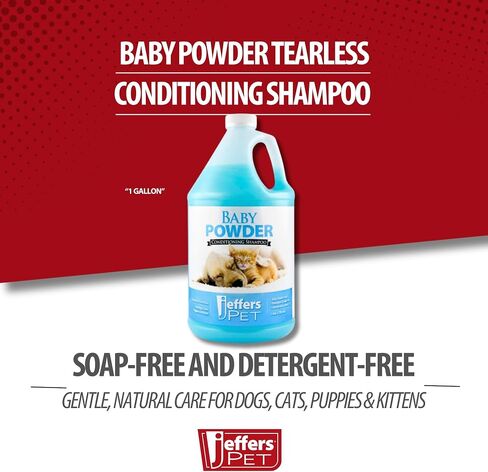 Jeffers Baby Powder Scent Conditioning Shampoo for Dogs, Cats, Puppies & Kittens – Gentle, Soap Free Formula with Natural Oils – Odor Eliminating, Safe Coat Care, Hypoallergenic Pet Shampoo, 1 Gal in Kuwait