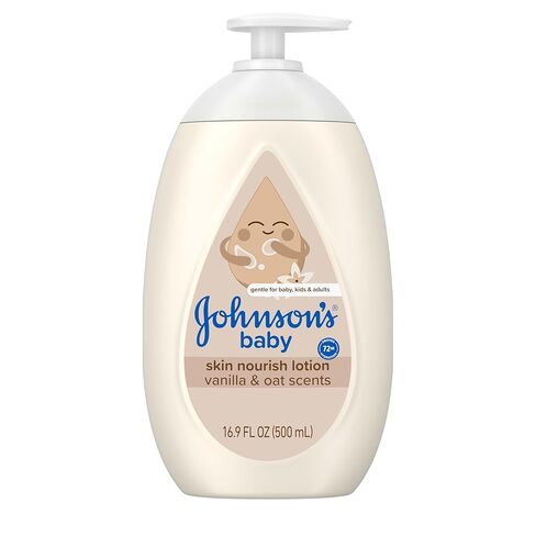 Johnson's Skin Nourishing Baby Lotion, Vanilla & Oat Scents, Hypoallergenic Baby Body Lotion for 72 Hour Hydration Until Baby's Next Bath Moisturizes & Protects from Dryness, 16.9 fl. oz in Kuwait