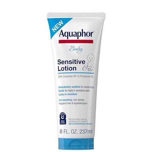 Aquaphor Baby Sensitive Lotion, Gentle Moisturizer, 8 FL OZ | Baby Lotion with Ceramide NP and Pro-Vitamin B5, Soothes and Moisturizes Delicate Skin, Dye, Paraben and Fragrance Free in Kuwait