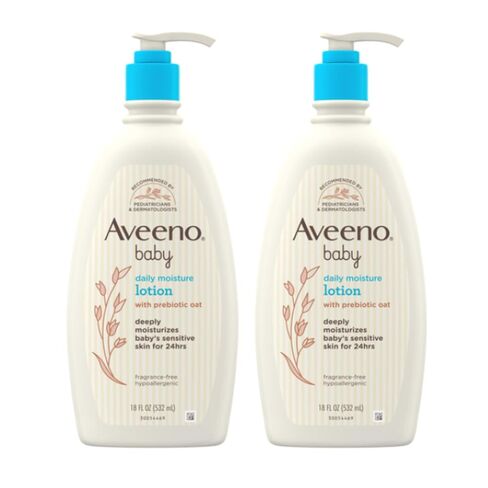 Aveeno Baby Daily Moisture Body Lotion for Sensitive Skin, Hypoallergenic Moisturizing Baby Lotion with Nourishing Oatmeal to Deeply Moisturize Baby's Skin, Fragrance-Free, 18 fl. oz in Kuwait
