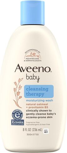 Aveeno Baby Cleansing Therapy Moisturizing Baby Body Wash with Natural Oatmeal & ProVitamin B5, Gentle Tear-Free Baby Bath Wash for Sensitive & Eczema-Prone Skin, Hypoallergenic, 8 oz in Kuwait