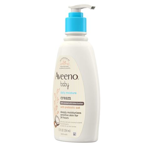 Aveeno Baby Daily Moisturizing Cream with Prebiotic Oat, Hypoallergenic Baby Lotion with Coconut Oil & Shea Butter Moisturizes Sensitive Skin for 24 Hours, Gentle Coconut Scent, 12 fl. oz in Kuwait
