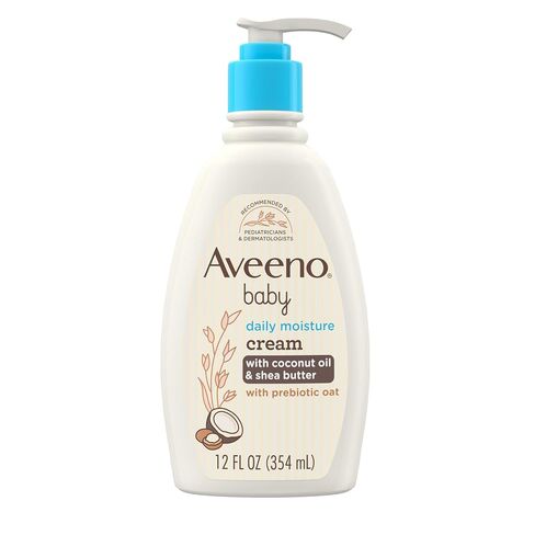 Aveeno Baby Daily Moisturizing Cream with Prebiotic Oat, Hypoallergenic Baby Lotion with Coconut Oil & Shea Butter Moisturizes Sensitive Skin for 24 Hours, Gentle Coconut Scent, 12 fl. oz in Kuwait