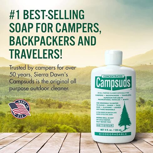 Sierra Dawn Biodegradable Camping Soap - All-Purpose Dish Soap, Shampoo, Body Wash, 4 Ounce, 2 Pack in Kuwait