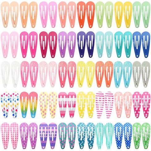 Toddler Hair Clips, 80Pcs 1.2 Inch Mini Snap Hair Clips for Baby Girls Kids | Funtopia 3cm Cute Colorful Small Snap Barrettes for Fine Hair, Metal Hair Accessories(Solid, Glitter and Printed Colors) in Kuwait