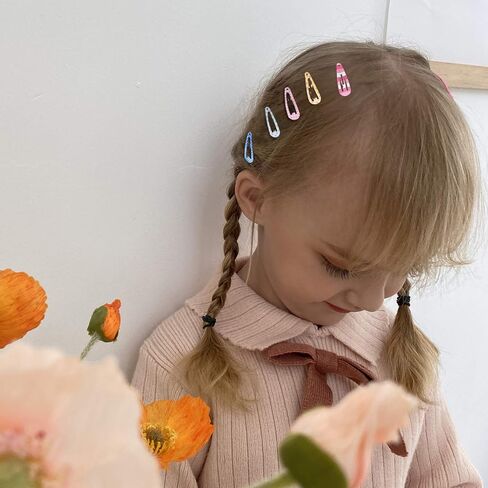 Toddler Hair Clips, 80Pcs 1.2 Inch Mini Snap Hair Clips for Baby Girls Kids | Funtopia 3cm Cute Colorful Small Snap Barrettes for Fine Hair, Metal Hair Accessories(Solid, Glitter and Printed Colors) in Kuwait