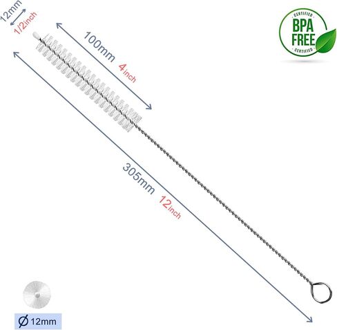 Straw Cleaner Brush Extend 12 inch, Extra Wide 12mm diam Pipe Cleaners, Extra Long Straw Brush for Sippy Cup, Water Bottle and Tubes, Drinking Straw Cleaning brush Set 10 Pack in Kuwait
