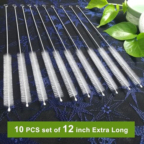 Straw Cleaner Brush Extend 12 inch, Extra Wide 12mm diam Pipe Cleaners, Extra Long Straw Brush for Sippy Cup, Water Bottle and Tubes, Drinking Straw Cleaning brush Set 10 Pack in Kuwait