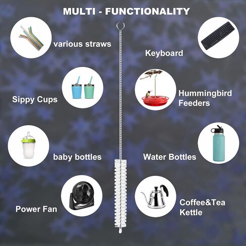 Straw Cleaner Brush Extend 12 inch, Extra Wide 12mm diam Pipe Cleaners, Extra Long Straw Brush for Sippy Cup, Water Bottle and Tubes, Drinking Straw Cleaning brush Set 10 Pack in Kuwait