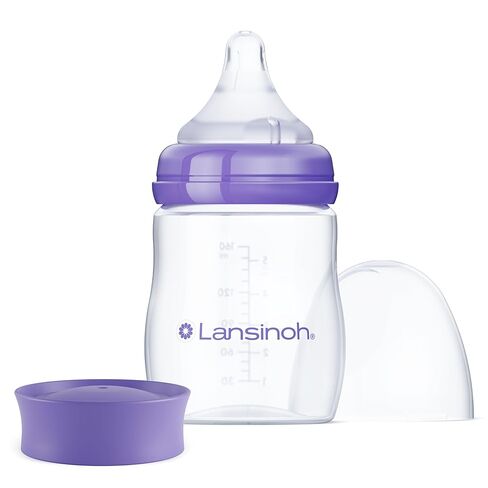 Lansinoh Anti-Colic Baby Bottles, BPA-Free Plastic, 5 Ounces, 3 Count, Slow Flow Nipples (Size S), Breastfeeding Bottle with NaturalWave Design, Baby Essentials in Kuwait