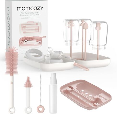 Momcozy Baby Bottle Brush Kit, Push-Press Foam Design, Green | Portable for Home & Travel, Bottle Cleaner Brush for Breast Pumps & Nipple, Newborn Essentials, Food-Grade BPA-Free in Kuwait