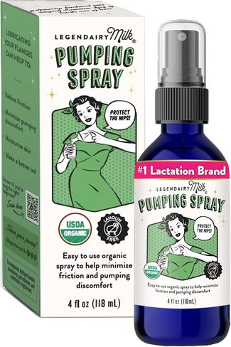 Legendairy Milk Organic Pumping Spray, Lanolin-Free Breast Lubricant, 4 oz | USDA Organic pumping spray with oconut and olive oils reduces friction between skin and pump flanges for smoother pumping. in Kuwait