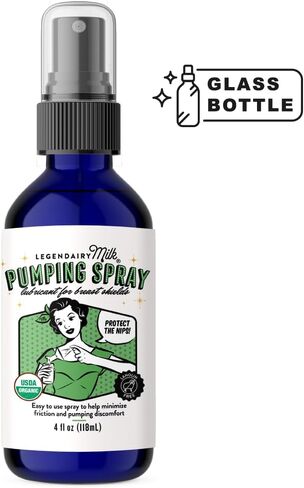 Legendairy Milk Organic Pumping Spray, Lanolin-Free Breast Lubricant, 4 oz | USDA Organic pumping spray with oconut and olive oils reduces friction between skin and pump flanges for smoother pumping. in Kuwait