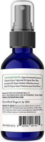 Legendairy Milk Organic Pumping Spray, Lanolin-Free Breast Lubricant, 4 oz | USDA Organic pumping spray with oconut and olive oils reduces friction between skin and pump flanges for smoother pumping. in Kuwait