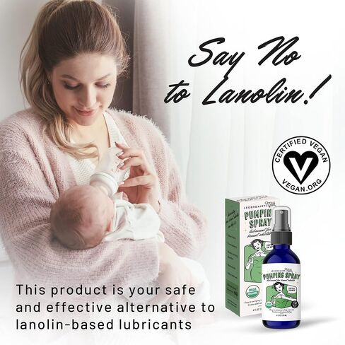 Legendairy Milk Organic Pumping Spray, Lanolin-Free Breast Lubricant, 4 oz | USDA Organic pumping spray with oconut and olive oils reduces friction between skin and pump flanges for smoother pumping. in Kuwait