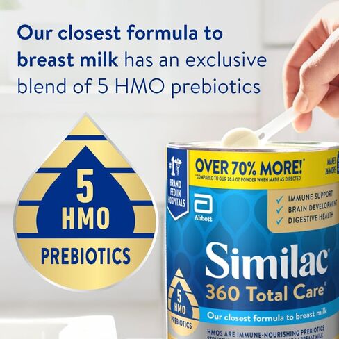 Similac 360 Total Care Baby Formula Powder, Exclusive 5 Prebiotic Blend | Infant formula designed to support baby’s immune system, brain development & digestive health, in 36 oz value-size can, 3 pk in Kuwait