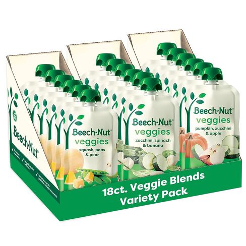 Beech-Nut Baby Food Pouches Variety Pack, Veggie Purees, 3.5 oz (18 Pack) in Kuwait