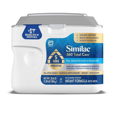 Similac 360 Total Care Baby Formula Powder, Exclusive 5 Prebiotic Blend | Infant formula designed to support baby’s immune system, brain development & digestive health, in one 20.6 oz tub in Kuwait