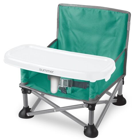 Bright Starts Pop ‘N Sit Portable Booster Seat, 3-in-1 Floor Seat, Travel High Chair & Toddler Booster with Feeding Tray, Indoor/Outdoor, Grey, 6 Months–3 Years in Kuwait