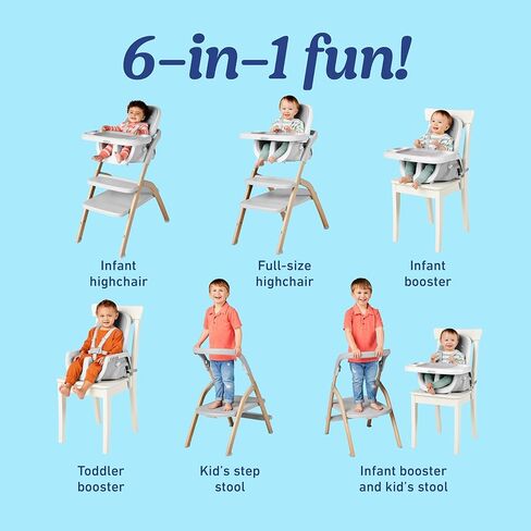 Graco EveryStep 6 in 1 High Chair, Babies and Toddlers Portable Slim High Chair with 6 Growing Stages from Infant to Toddler Seating, Convenient for Dining Time, Featured Design in Misty in Kuwait