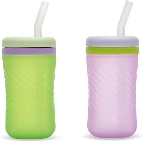 The First Years Squeeze & Sip Toddler Straw Cups - Squeezable Transition Sippy Cup with Silicone Straw - Toddler Feeding Supplies - 7 Oz - 3 Count - Ages 6 Months and Up in Kuwait