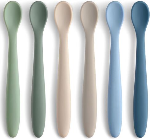 6-Piece Silicone Baby Feeding Spoons, First Stage Infant Spoons, Soft-Tip Easy on Gums I Baby Training Spoon | Infant Utensils Feeding Supplies, Dishwasher & Boil-proof in Kuwait