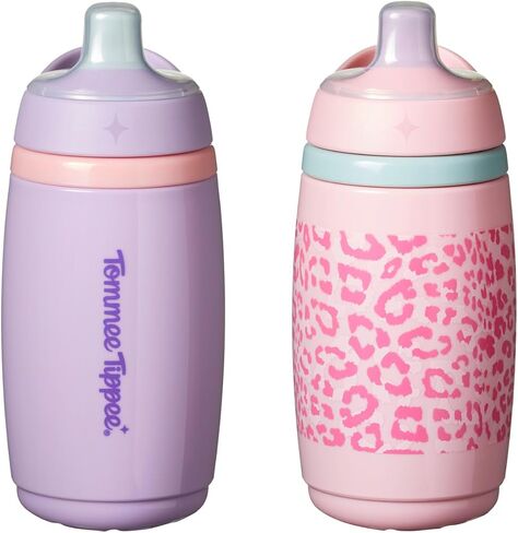 Tommee Tippee Toddler Sippy Cup, Sporty Spout, 1-3 Years, Insulated | Pack of 2, 9oz, No Spill Two-Piece Valve, Light Blue & Orange, BPA Free in Kuwait