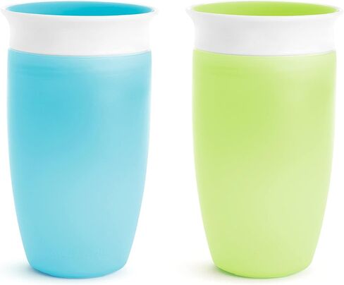 Munchkin Sippy Cups for Toddlers 1-3, Spill Proof Miracle 360 Cup, 10 Ounce, 2 Pack, Green/Blue in Kuwait