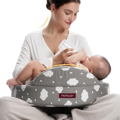 Momcozy Cozylite Nursing Pillow for Breastfeeding - Supportive Memory Foam | Innovative Safety Guard, Adjustable Waist Strap for All Body Types, 28% Wider Surface, Soft Removable Cover, Mom Comfort in Kuwait