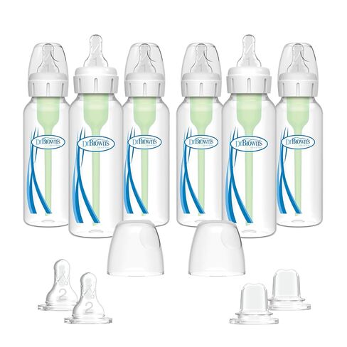 Dr. Brown’s Natural Flow® Anti-Colic Options+™ Narrow Baby Bottles 8 oz/250 mL, with Level 1 Slow Flow Nipple, 6 Pack, 0m+ Moon/Clouds Gift Set in Kuwait