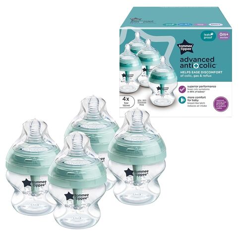 Tommee Tippee Advanced Anti-Colic Bottle, Warmer & Pacifier Set, 0m+ | 14 Pieces, 5 BPA Free Bottles, Travel Bottle Warmer, 2 Newborn Pacifiers, 2 Extra Nipples, Cleaning Brush, Bottle Handles in Kuwait