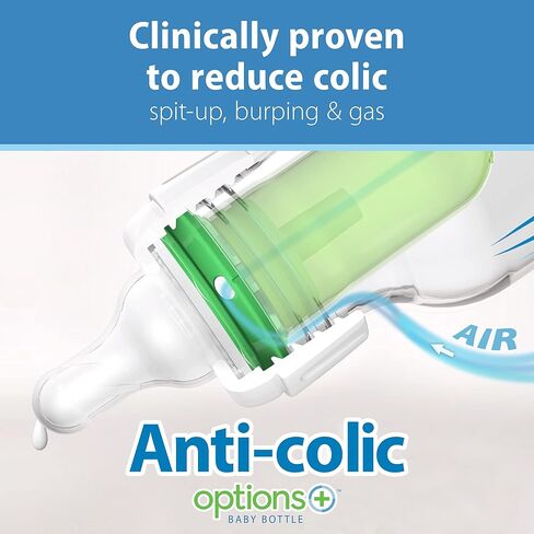 Dr. Brown's Natural Flow Anti-Colic Options+ First Year Feeding Set with Newborn Baby Bottles, Soft Spout Transition Cup, Bottle Cleaning Brush & 100% Silicone HappyPaci Pacifier, 0m+ in Kuwait