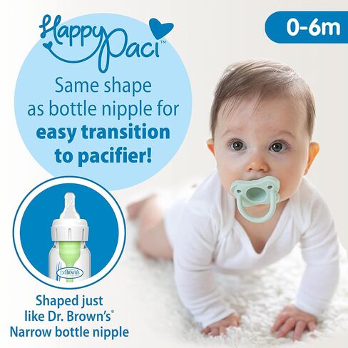 Dr. Brown's Natural Flow Anti-Colic Options+ First Year Feeding Set with Newborn Baby Bottles, Soft Spout Transition Cup, Bottle Cleaning Brush & 100% Silicone HappyPaci Pacifier, 0m+ in Kuwait