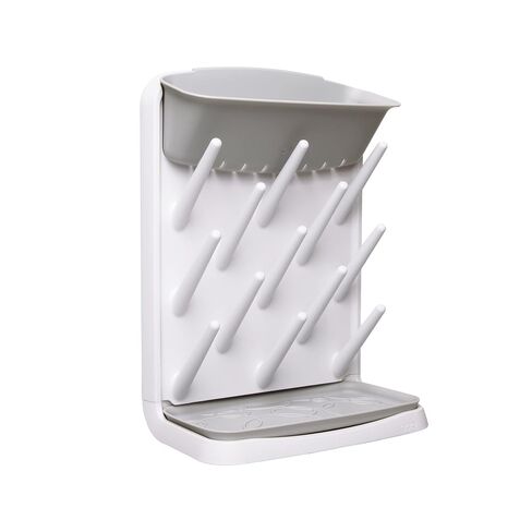 Ubbi Vertical Baby Bottle Drying Rack, Space Saving Countertop Bottle Dryer | 13-Peg Bottle Drying Rack Removable Drain Tray, Baby Organizer for Pump Parts, Pacifiers & Accessories, Dishwasher Safe, Gray in Kuwait