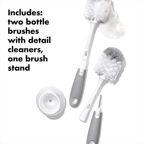 OXO Tot Bottle Brush with Nipple Cleaner and Stand – Gray, 2-Pack in Kuwait