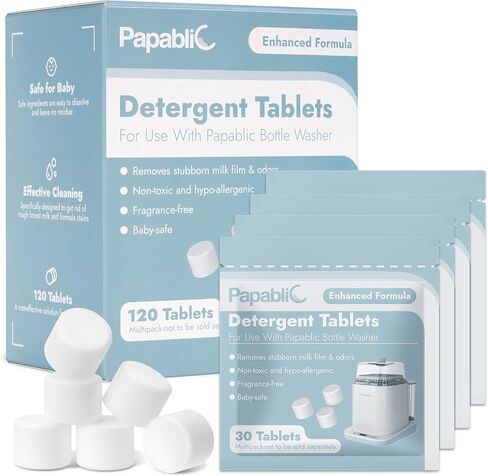 Papablic 120Pcs Official Detergent Soap Tablets for Baby Brezza,GROWNSY,Momcozy Bottle Washer Pro, Effective Cleaning with Safe Highly Concentrated Formula in Kuwait