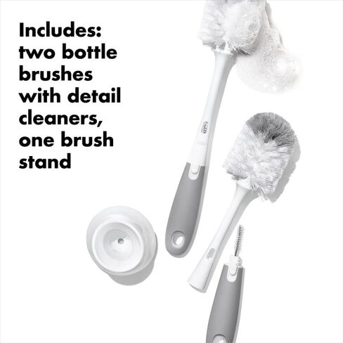 OXO Tot Bottle Brush with Nipple Cleaner and Stand – Gray, 2-Pack in Kuwait