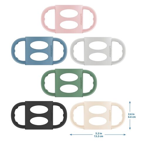 Dr. Brown's Narrow Baby Bottle Handles, 100% Silicone, Easy Grip Removable Handles for Bottle to Sippy Cup Transition, Black/Ecru/Pink, 3-Pack, 4m+ in Kuwait