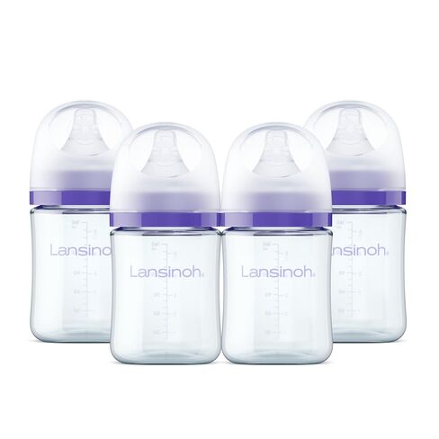 Lansinoh Anti-Colic Glass Baby Bottles, 5 Ounces, 4 Count, Includes 4 Extra Slow Flow Nipples (Size XS, Newborn), Baby Essentials in Kuwait