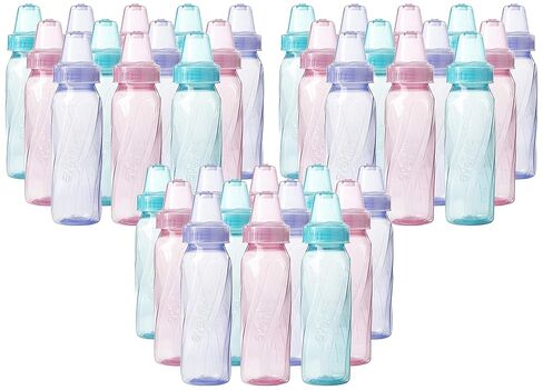 Evenflo Feeding Classic Tinted Plastic Standard Neck Bottles for Baby, Infant and Newborn, Pink/Lavender/Teal, 8 Oz, 12 Bottles in Kuwait