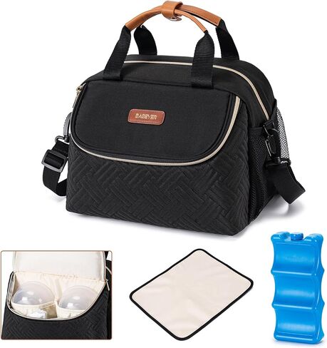 Breastmilk Cooler Breast Pump Bag with Ice Pack Fits 6 Bottles Up to 9 Oz | Insulated Baby Bottle Bag,Wearable Breast Pumps Breast Milk Cooler Bag for Nursing Mom Daycare, Work, Travel- Cream in Kuwait